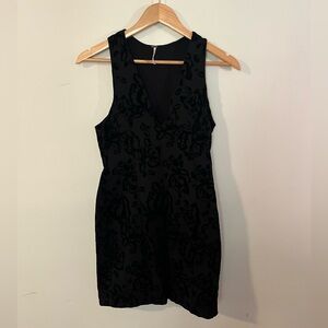 Free People Black Velvet Floral Dress Small